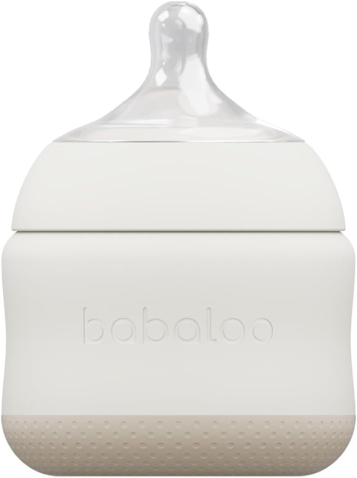 Babaloo Baby-Led Silicone Baby Bottle, Airless, Anti-Colic, 5oz Creme 1pk