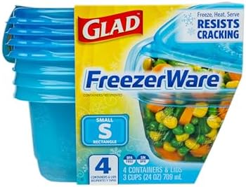 Glad GladWare FreezerWare Food Storage Containers, 24 Oz, 4 Count