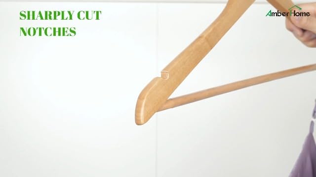 Amber Home 30 Pack Natural Wooden Coat Hangers, Wood Suit Hangers