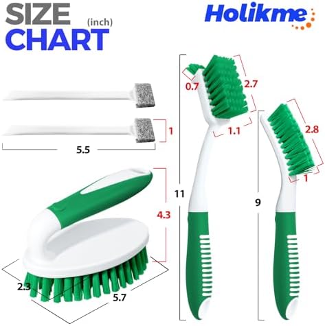 Holikme 5 Pack Cleaning Brush Scrub Brush Kitchen Brush for Floor,Green