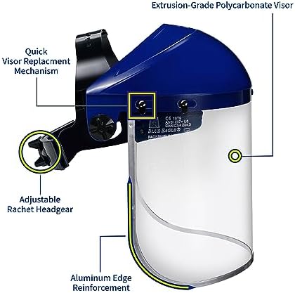 Blue Eagle B1BL+FC48 Clear Full Face Shield with 1 extra Replacement Visor
