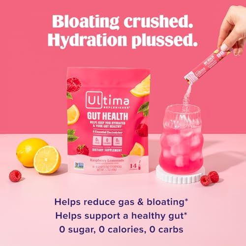 Ultima Replenisher Gut Health Supplement, Raspberry Lemonade, 14 Stickpacks