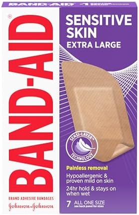 BAND-AID Brand Adhesive Bandages for Sensitive Skin, Extra Large, 7 Count