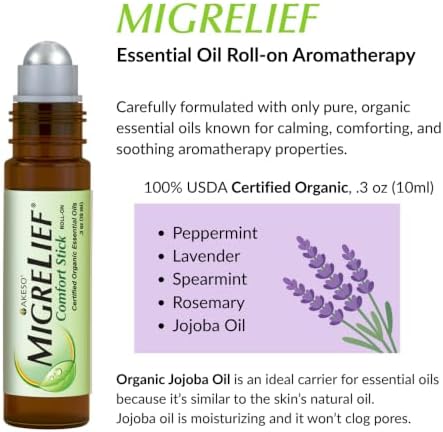 MigreLief Comfort Stick, Migraine and Headache Essential Oil Roll-On - Peppermint Lavender - 10ml