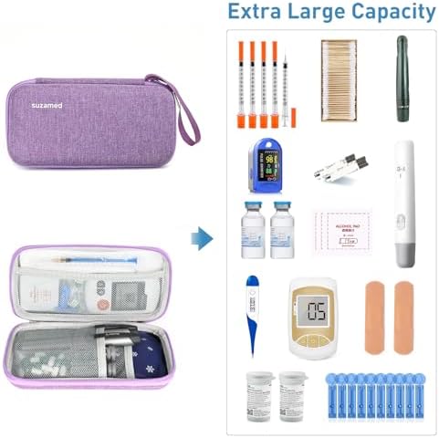suzamed Insulin Cooler Travel Case, 2x150g Ice Pack TSA Approved, Purple