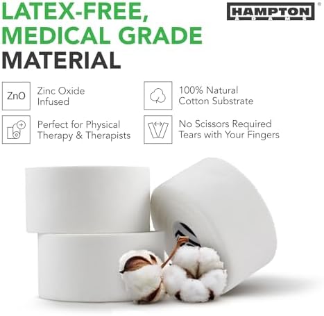 Hampton Adams Athletic Sports Tape, Very Strong, Easy Tear, No Residue