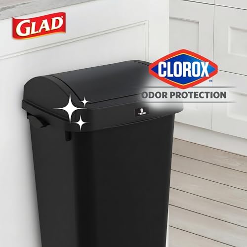 Glad Trash Can with Clorox Odor Protection | Linkable, 12 Gallon, Black