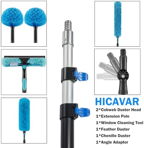 20 Foot High Ceiling Fan, Cobweb Duster with 5-12ft Extension Pole