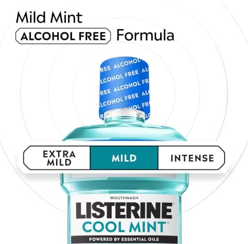 Listerine Cool Mint Alcohol Free Mouthwash, Mild Mint, 33.8 fl. oz/1 L