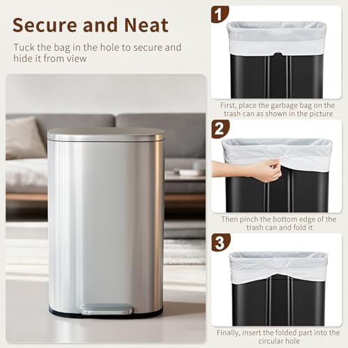 PayLessHere | 13G Trash Can with Lid | Steel | Removable Inner Bucket