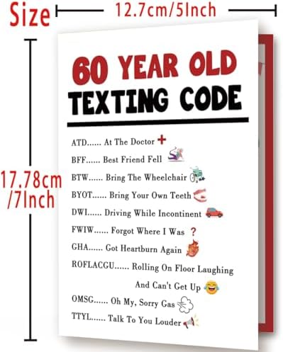 Funny 60th Birthday Card Gift Decorations for Women Men Him Her