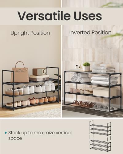 SONGMICS Shoe Rack, 3-Tier Shoe Organizer, Metal Storage Shelf
