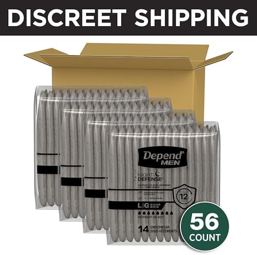 Depend Night Defense Adult Diapers for Men, Large, 56 Count
