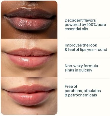 Cliganic Organic Lip Balm Set, 6 Flavors, 100% Natural for Dry Cracked Lips