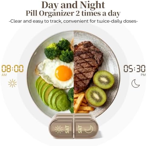 Betife AM PM Pill Organizer 7 Day, Weekly Pill Organizer Box 2 Times a Day
