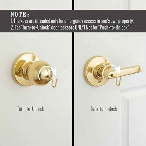 Interior Emergency Key for Bathroom Bedroom - 6 Pack