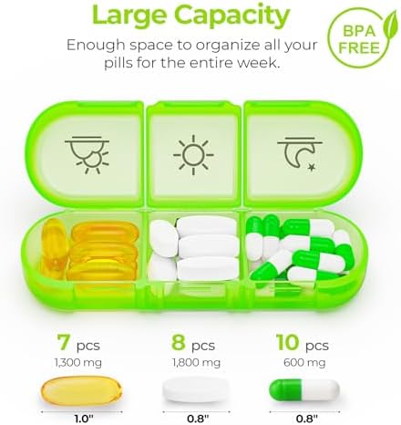 AUVON Weekly Pill Organizer 3 Times a Day, Color-Coded for Easy Tracking