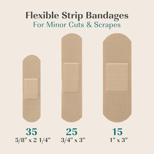 FEBU PFAS Free Bamboo Fabric Bandages, 75 Count Strip