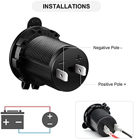 Cigarette Lighter Socket Car Marine Motorcycle ATV RV Lighter Socket Power Outlet Socket Receptacle 12V Waterproof Plug by ZHSMS