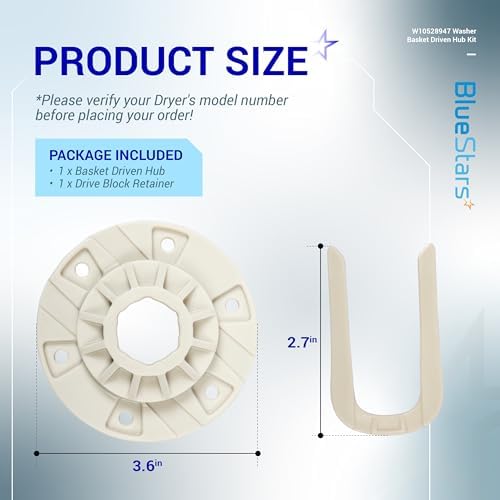 BlueStars W10528947 W10396887 Washer Basket Driven Hub Kit Part