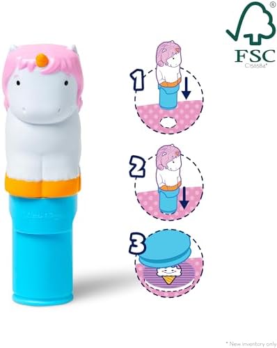 Melissa & Doug Sticker Wow!™ 24-Page Activity Pad and Sticker Stamper, 300 Stickers, Arts and Crafts Fidget Toy Collectible Character – Unicorn Creative Play Travel Toy for Girls and Boys 3+