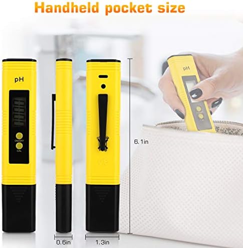Digital pH Meter Tester Pen for Water, Pre-Calibrated, High Accuracy ±0.01, 0–14 pH Range, Pocket Size for Drinking Water, Pool, Aquarium & Hydroponics (Yellow)
