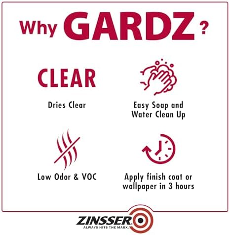 Zinsser Gardz Water-Based Problem Surface Sealer, Clear, Quart