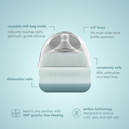 Babaloo Baby-Led Silicone Baby Bottle, Airless, Anti-Colic, 5oz Creme 1pk