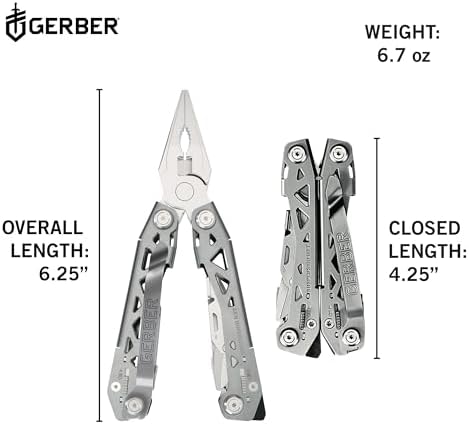Gerber Suspension NXT 15-in-1 Multitool Pliers, EDC Knife, Stainless Steel