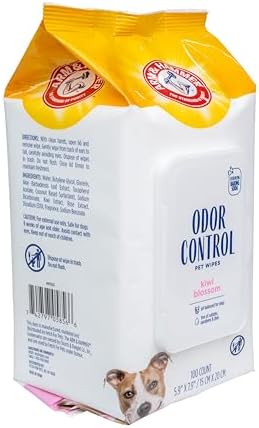 Arm & Hammer Odor Control Dog Wipes, Kiwi Blossom, 100 Count
