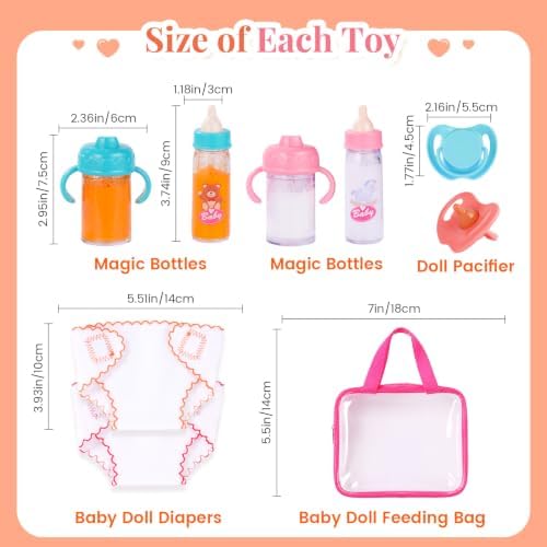 BABESIDE 9 Pcs Baby Doll Accessories with Storage Bag for 12-15 Inch Dolls