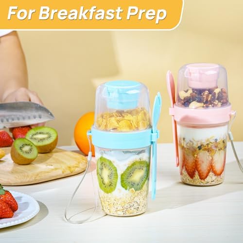 Vtopmart Yogurt Parfait Cups, 4 Pack, 27oz, with Lids & Spoons