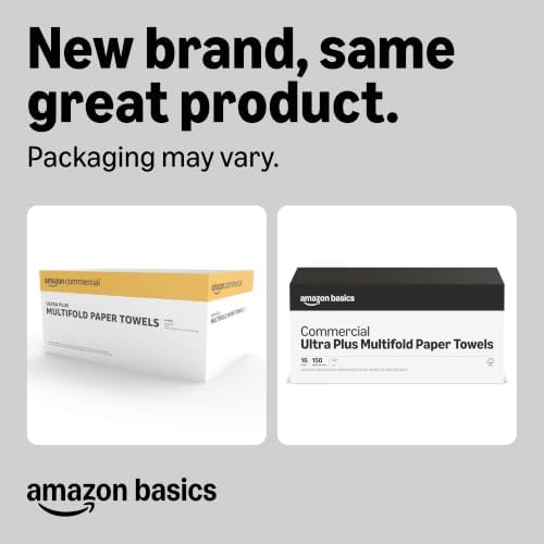 Amazon Basics FSC Certified Ultra Plus Universal Multifold Paper Towels, 2400 Count, 16 Pack of 150, White (Previouly AmazonCommercial)