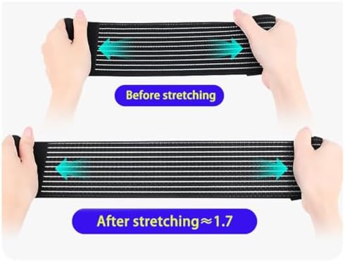 Elastic Knee Wrap Compression Bandage Brace, Black, 1pcs, 70.8 inch