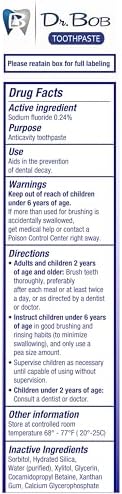 Dr. Bob Unflavored Toothpaste - Anticavity Fluoride Gel, 4 oz