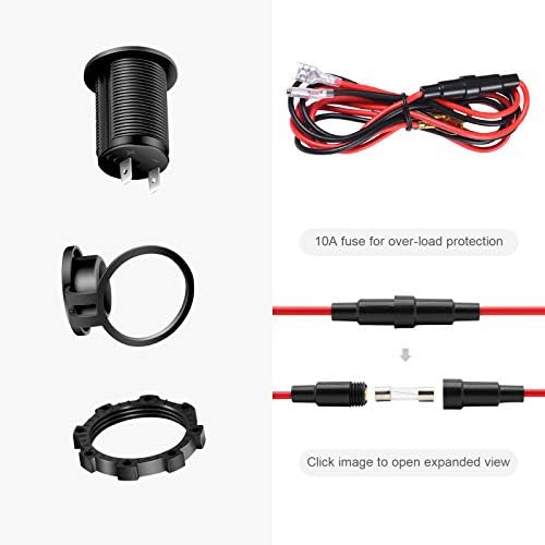 Cigarette Lighter Socket Car Marine Motorcycle ATV RV Lighter Socket Power Outlet Socket Receptacle 12V Waterproof Plug by ZHSMS