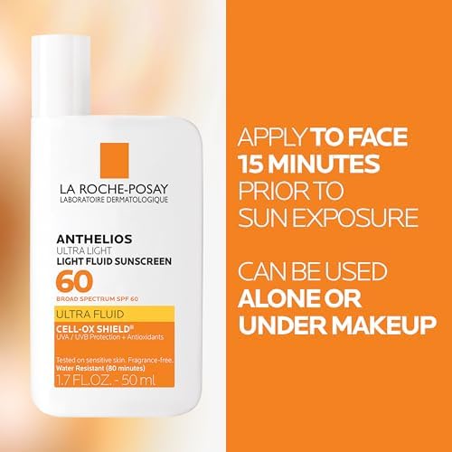 La Roche-Posay Anthelios Ultra Light Fluid Sunscreen for Face SPF 60, 1.7oz