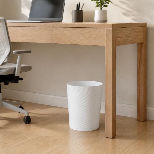UUJOLY Plastic Small Bathroom Trash Can Wastebasket Garbage Can, White
