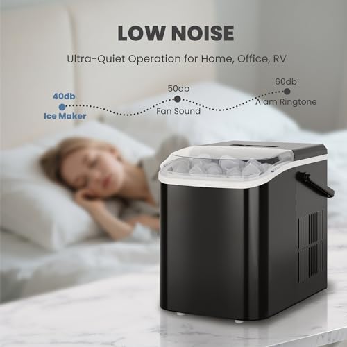 DUMOS Countertop Ice Maker with Handle, Portable Ice Machine for Home Black