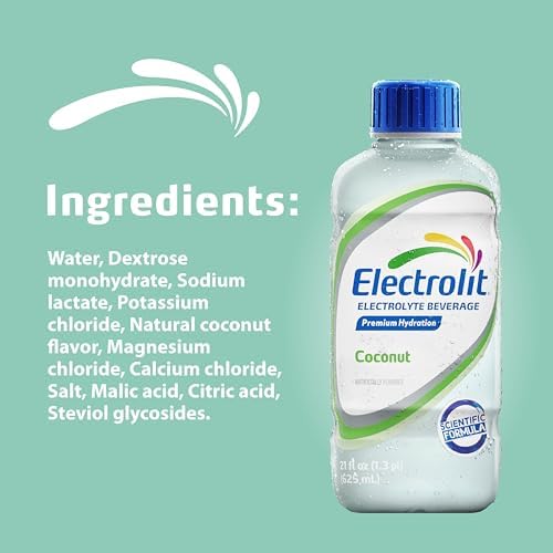 Electrolit, Electrolyte Beverage, Coconut, 21 Fl Oz (12 Pack)
