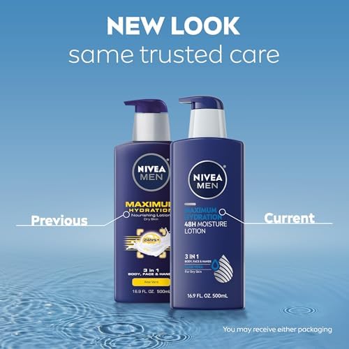 NIVEA MEN Maximum Hydration Lotion, 48-Hour Body Moisturizer, 16.9 FL OZ