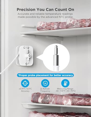GoveeLife WiFi Refrigerator Thermometer Sensor with Alarm, 2-Pack & Gateway