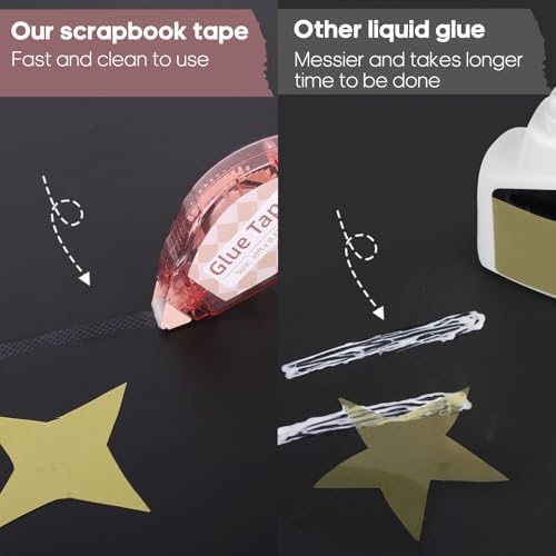 Secopad 0.3IN X 39FT Scrapbook Tape, 4 Pack Glue Tape, Light-Color Shell