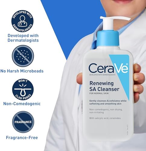 CeraVe Renewing Salicylic Acid Cleanser, BHA Exfoliating Face Wash, 8oz