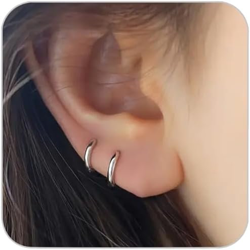 1 Pair 6mm Small Hoop Earrings for Women, Huggie Earrings (Silver/1.6mm)