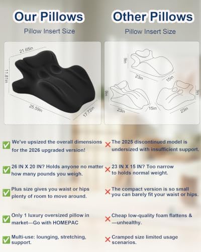Ergonomic Memory Foam Wedge Pillow, 27° Bed Wedge Support, Black
