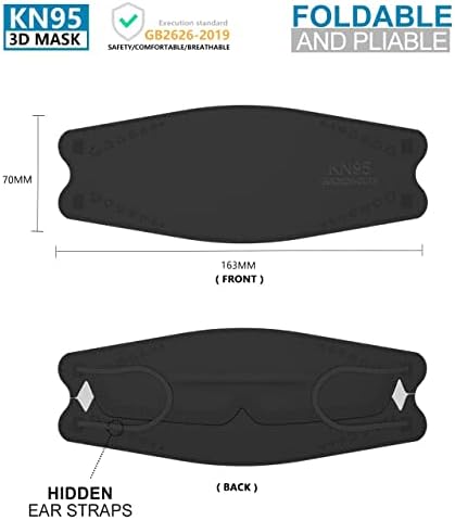 LEVENIS KN95 Face Masks 50 Pack, Breathable Comfortable and Disposable KN95 Mask, Black