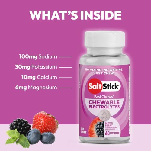 SaltStick High Sodium Electrolyte FastChews - Mixed Berry, 60 Tablets