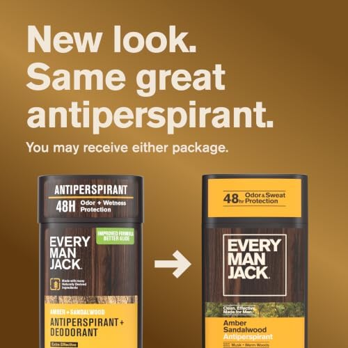 Every Man Jack Antiperspirant Deodorant for Men, Amber Sandalwood, 2pk