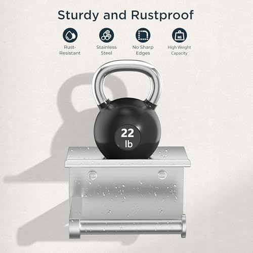 FORIOUS Toilet Paper Holder with Shelf, Adhesive or Screw, Commercial